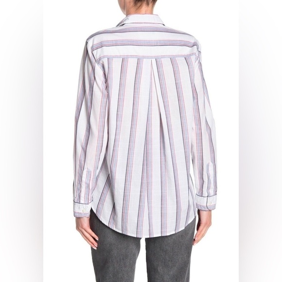 Grayson The Hero Button-Up Washed Cotton Top Ida White Stripe 2 S Anthropologie - Picture 3 of 9
